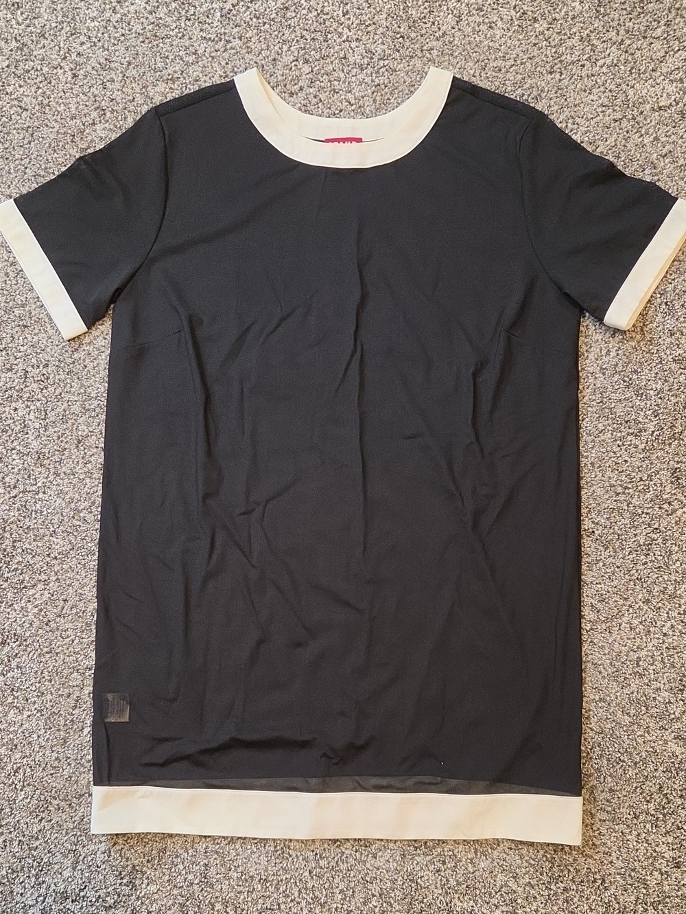 STAUD Black Shift Beach Cover Up with Cream Trim